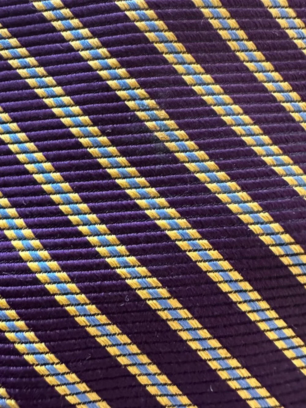 Brooks Brothers Makers Purple Yellow Stripe Silk Tie
